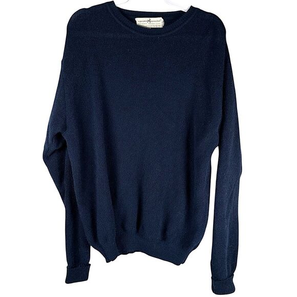 Peruvian Connection Vintage Navy Blue 100% Alpaca Knit Crew Sweater Size Large - Picture 1 of 7